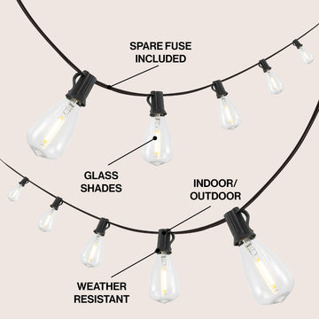 10-Light Indoor/Outdoor 10 ft. Rustic Industrial ST38 Clear Bulb String Lights